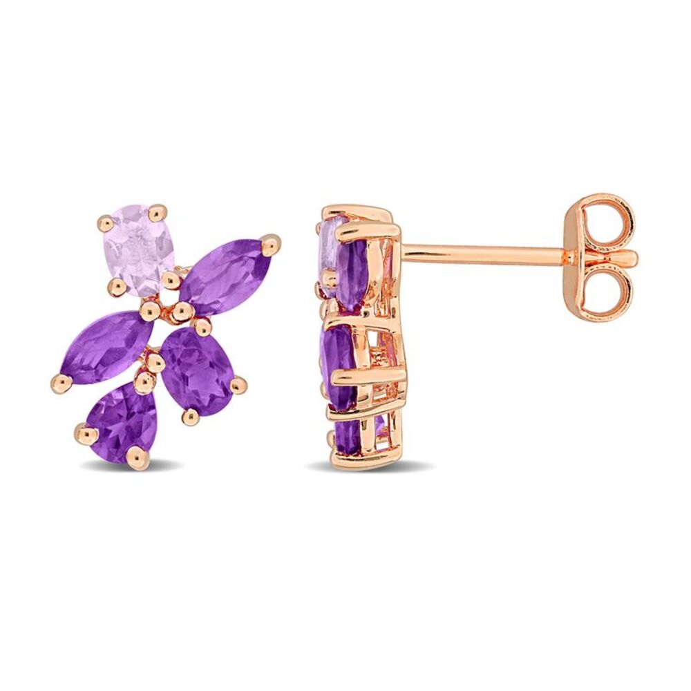1.44 Carat (ctw) African Amethyst Earrings in Rose Plated Sterling Silver